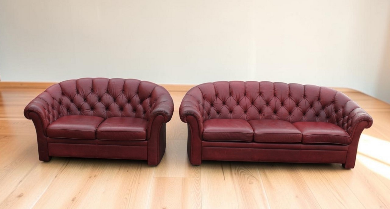 Chesterfield natūralios odos komplektas 3+2