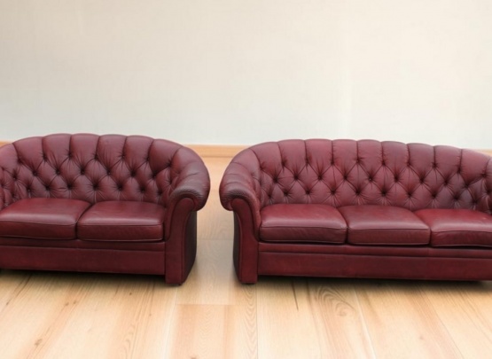 Chesterfield natūralios odos komplektas 3+2